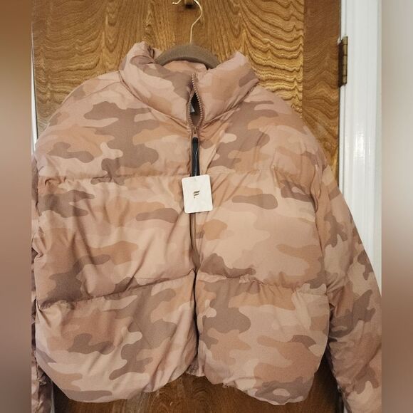 Fabletics Brown Puffer Jacket with Quilted Design SIze L NWT - Picture 2 of 8